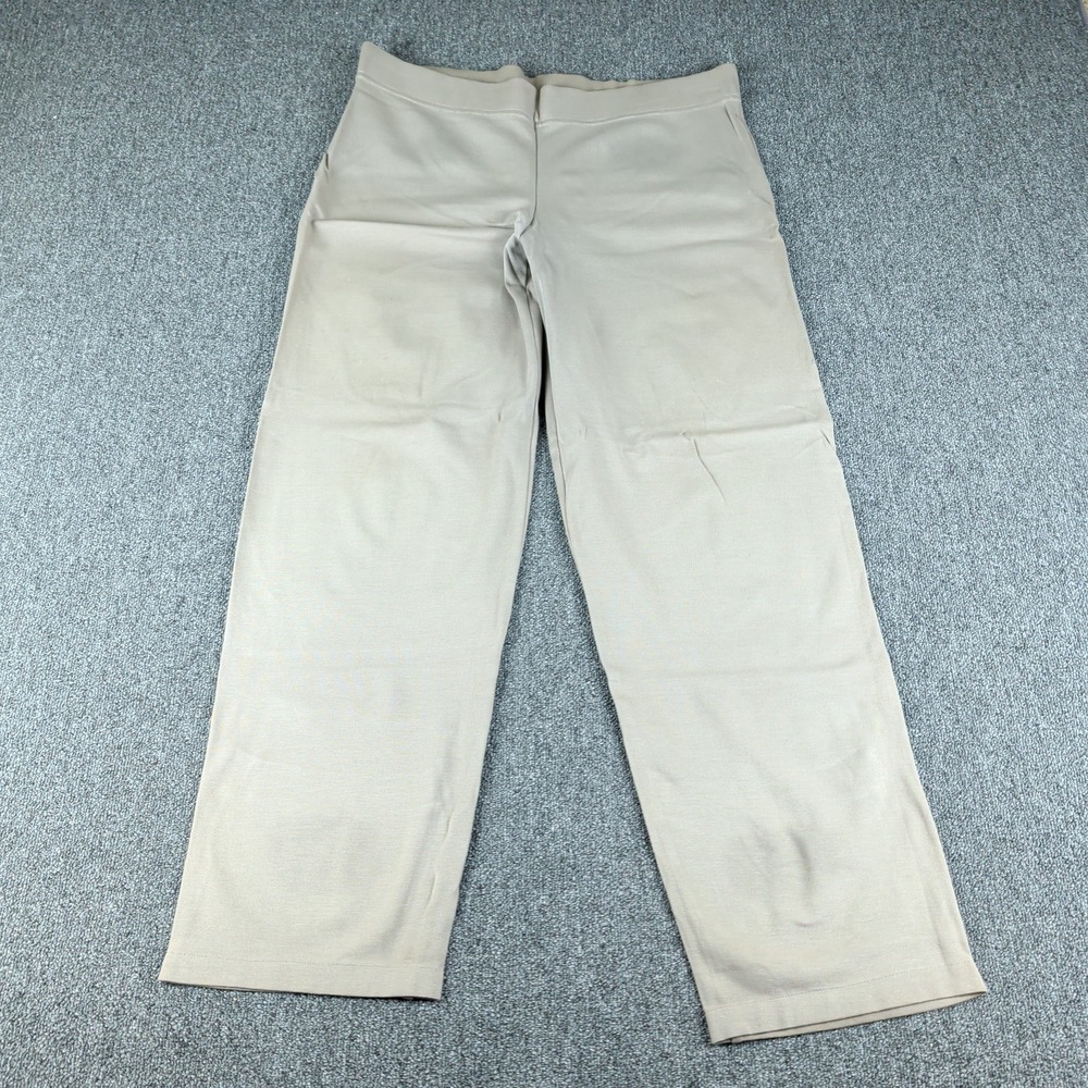 Eileen Fisher Pants Size L Women Beige Rayon Blend Pull-On Straight Leg Trousers — photo 2